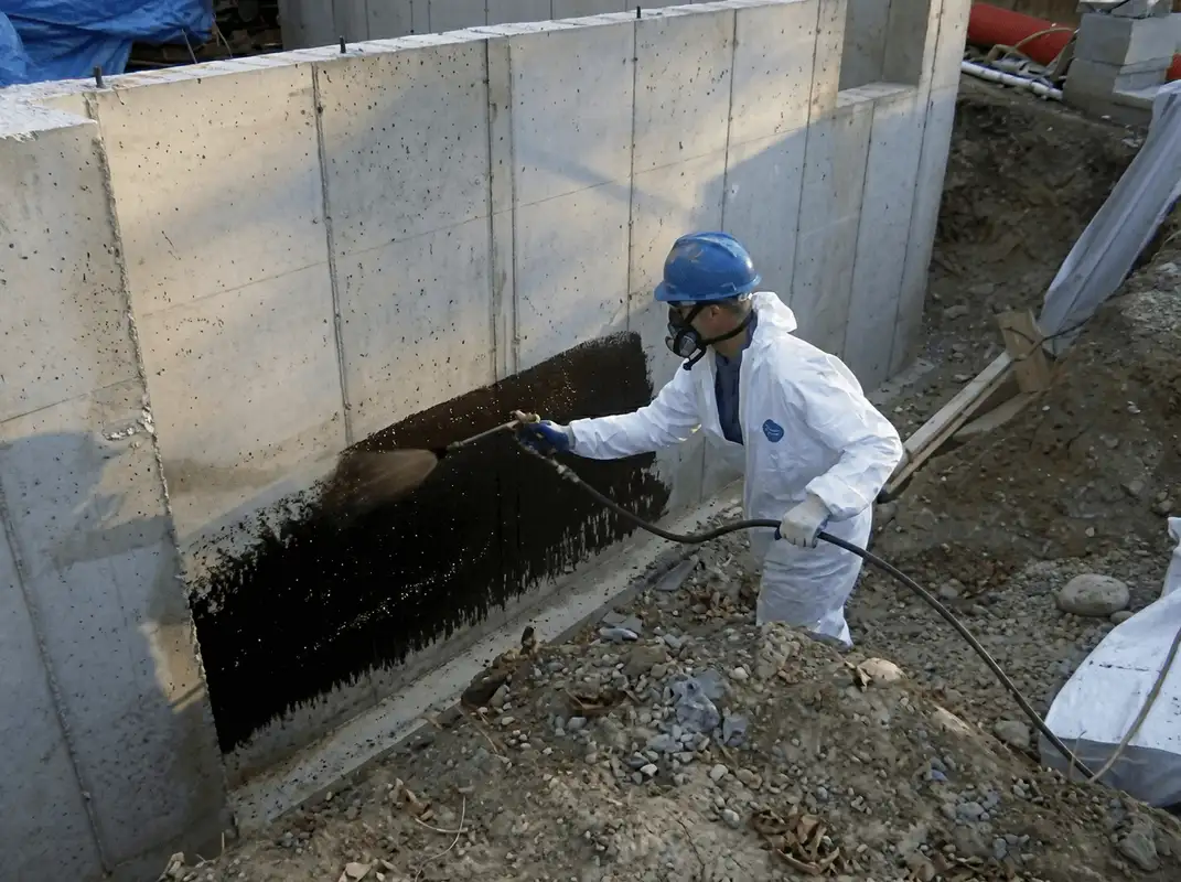 Professional waterproofing the exterior walls of the basement in Anchorage, AK